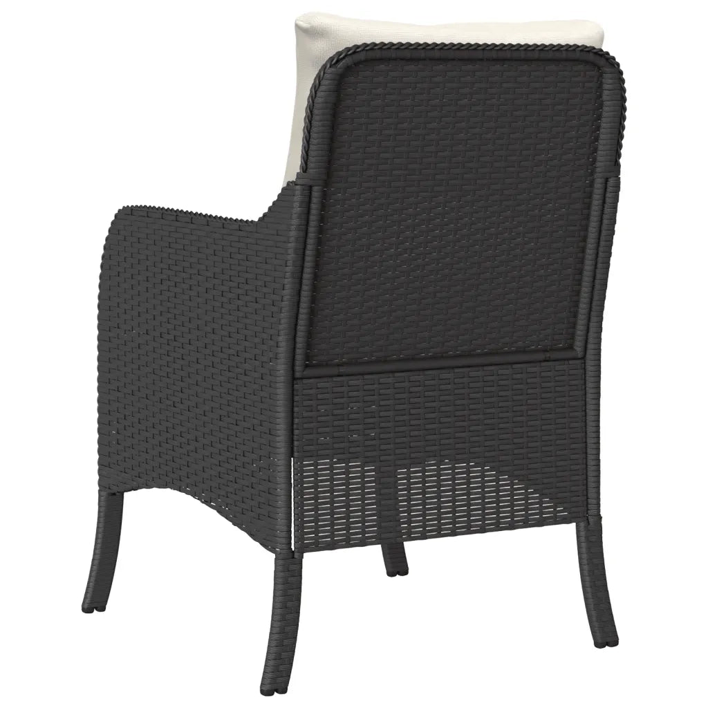 Sedie da Giardino con Cuscini 2 pz | Sedie da Esterno Nere in Polyrattan