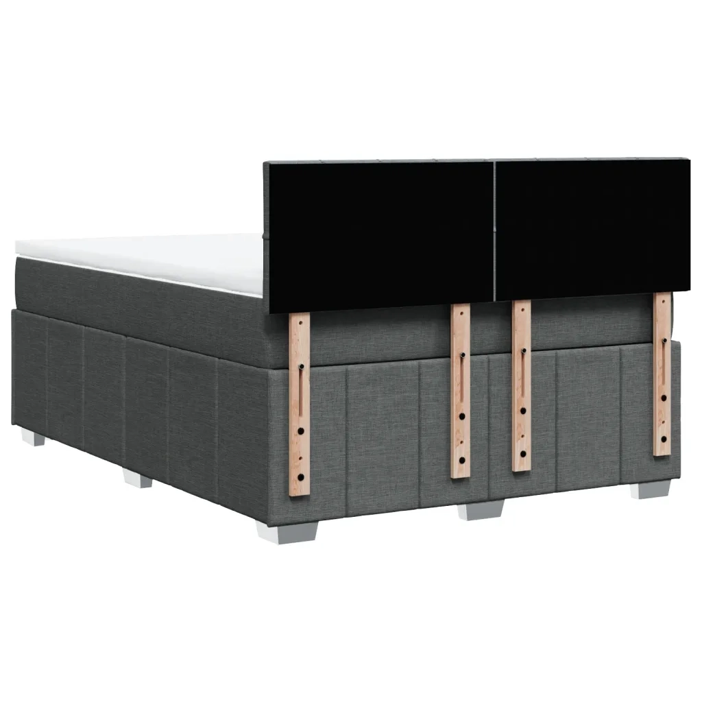 Giroletto a Molle con Materasso Grigio Scuro 160x200 cm Tessuto