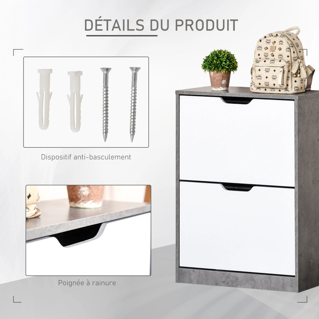 Scarpiera con ante ¨C zephmum ¨C grigio e bianco 62.5x26x81 cm