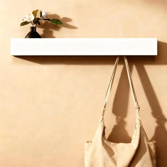 Wandgarderoba 60 cm - Capstocco Moderno con 7 Ganci Nascosti - Capstocco per Parete con Pannello - Supporto per Abiti alla Parete - Disegno Spaziale - Pannello in Legno con Profilo di Protezione