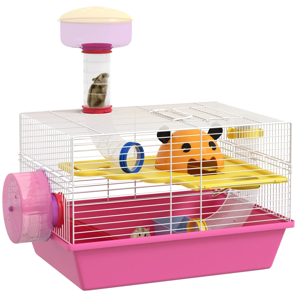 Gabbia per criceti e roditori con accessori ¨C zephmum ¨C rosa 34x27x25 cm