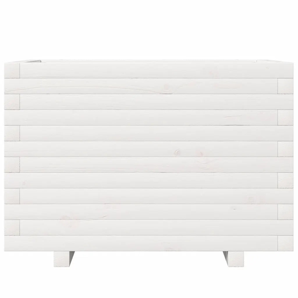 Fioriera da Giardino-Vaso da Esterno Bianca 70x40x49,5cm Legno Massello di Pino 786538