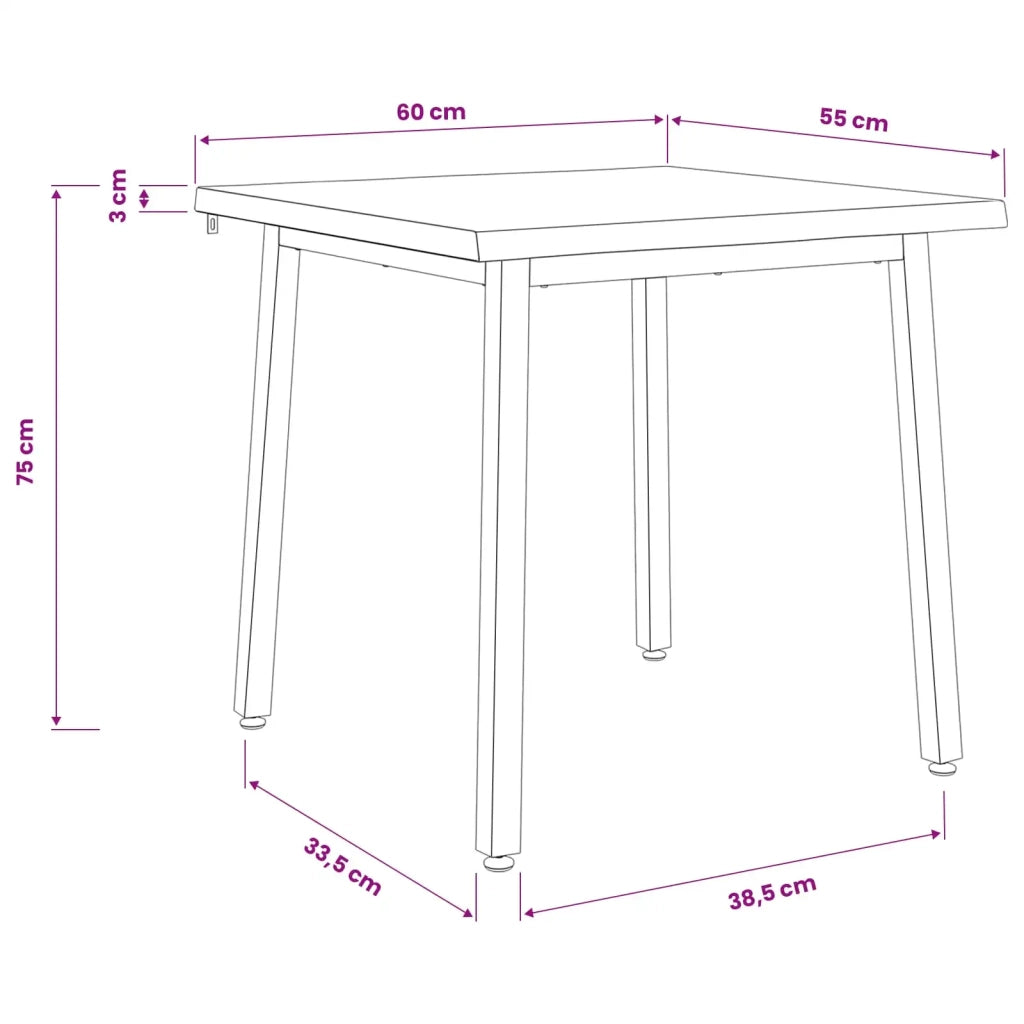 60 x 55 x 75 cm Legno di Acacia Massello Naturale e Caffè 937568
