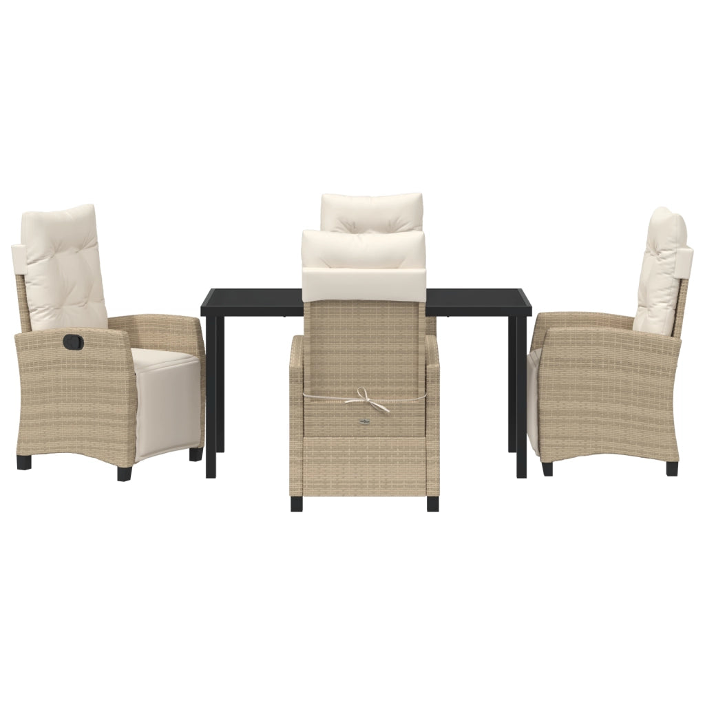 Set di 5 pezzi per la cena in giardino beige in polyrattan