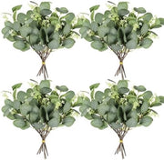 Steli di eucalipto artificiale - 24 pezzi - Foglie di eucalipto verde - 29 cm - Pianta di eucalipto in dollaro d'argento - Per vacanza, festa, matrimonio, giardino, finestra, casa, ufficio