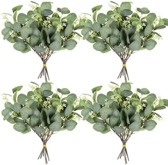 Steli di eucalipto artificiale - 24 pezzi - Foglie di eucalipto verde - 29 cm - Pianta di eucalipto in dollaro d'argento - Per vacanza, festa, matrimonio, giardino, finestra, casa, ufficio