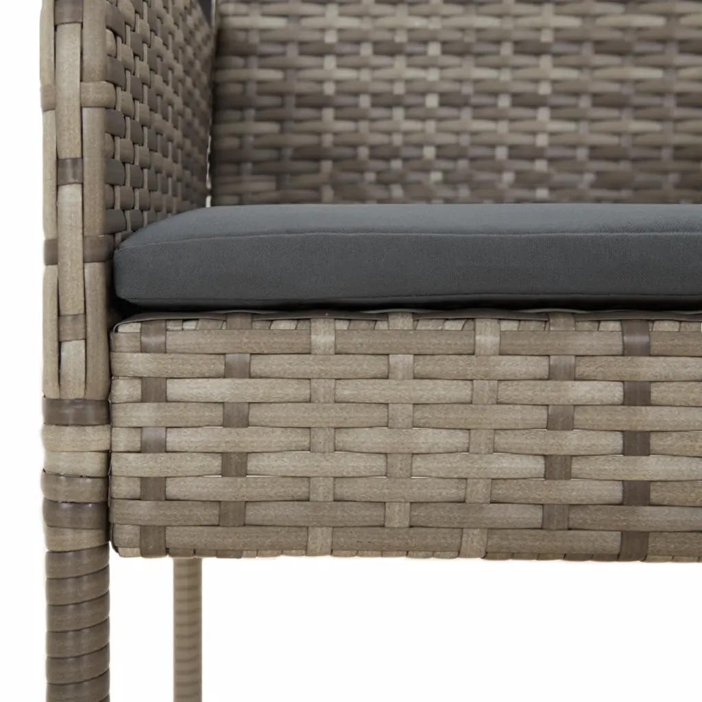 Set Mobili Giardino 11 pz con Cuscini Polyrattan Nero e Grigio 3185166