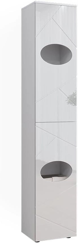 Armadio per la biancheria Irma, Bianco, 37.2 x 192 cm, per la conservazione di articoli da bagno e asciugamani