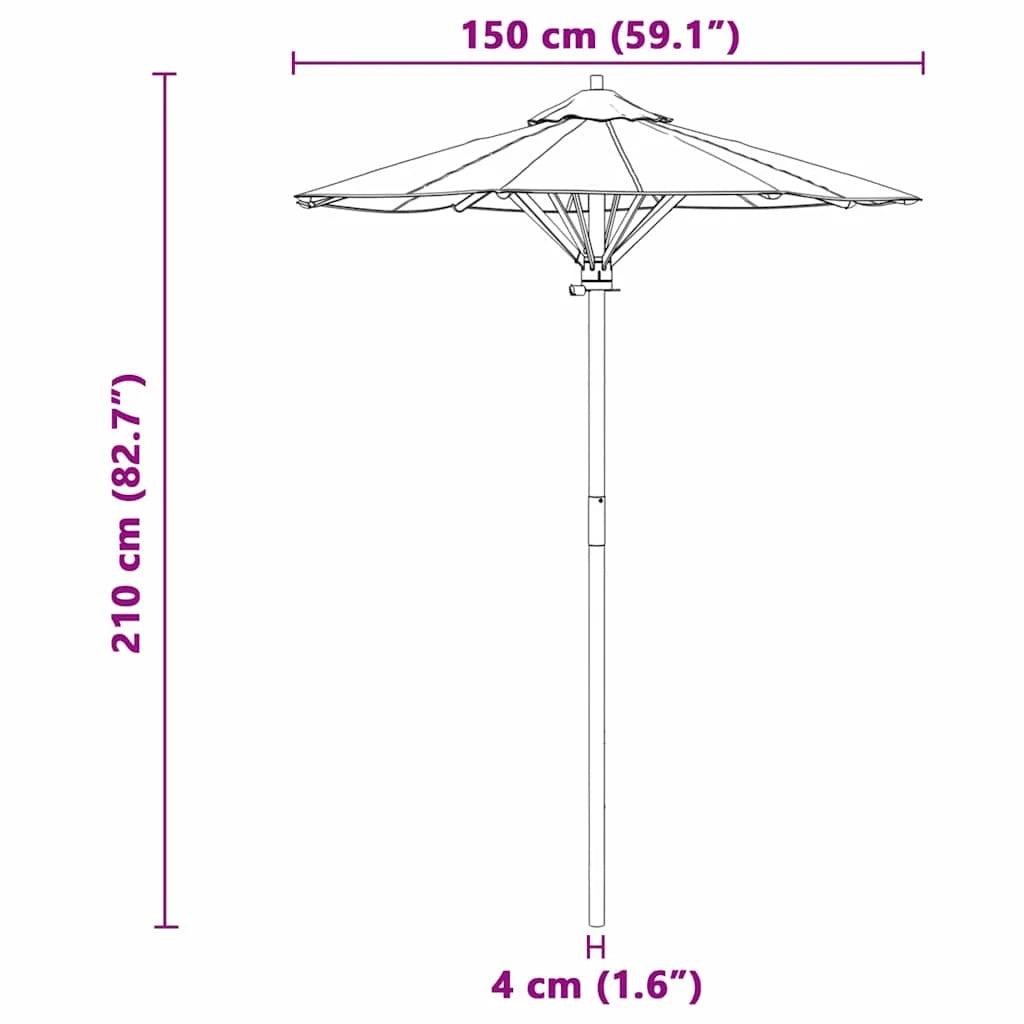 Ombrellone da giardino rotondo 270 x 260 cm in bambù leggero stile moderno atmosfera rilassante 02_0058240