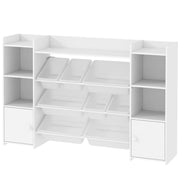 SCAFFALE Montessori per bambini 140x30x90 cm Bianco in MDF con 8 box estraibili