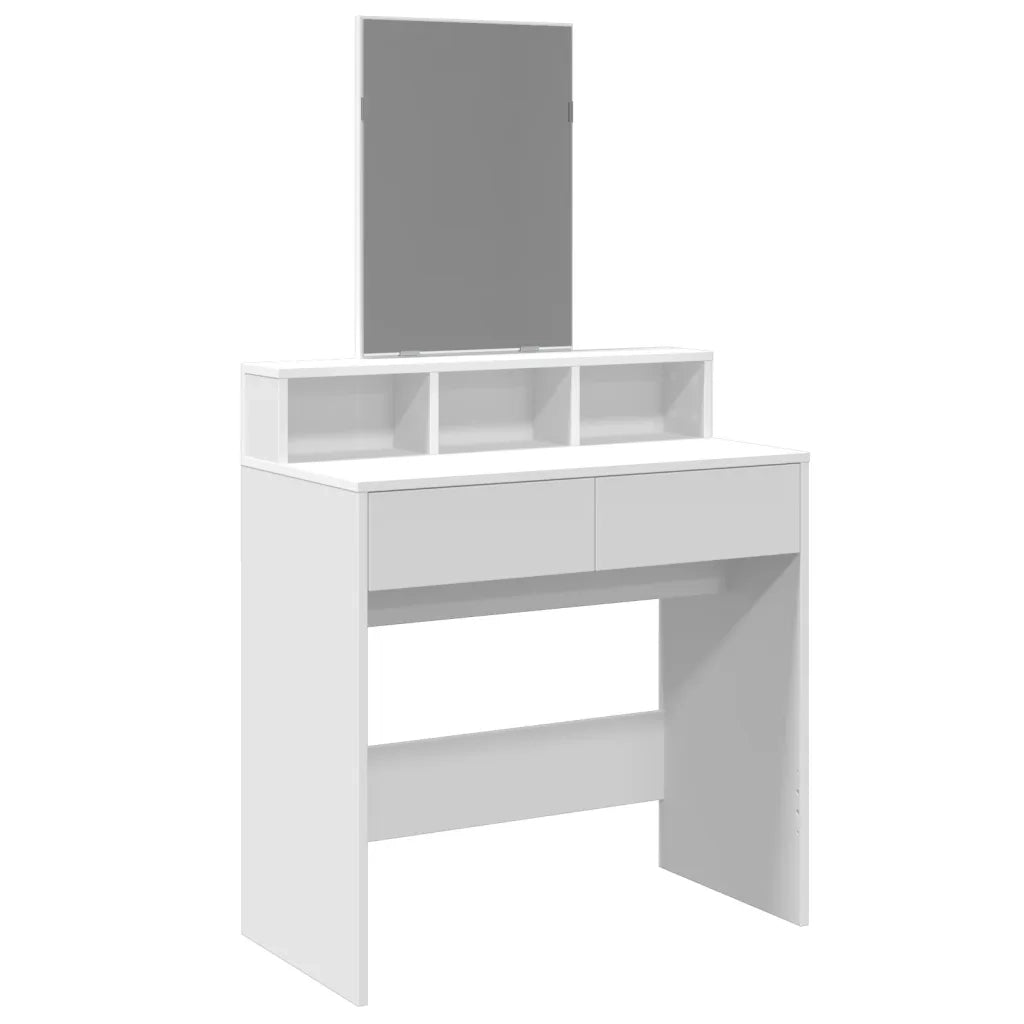 Toeletta con Specchio-Tavolo da Vanit¨¤ Bianco 80x41x144,5 cm