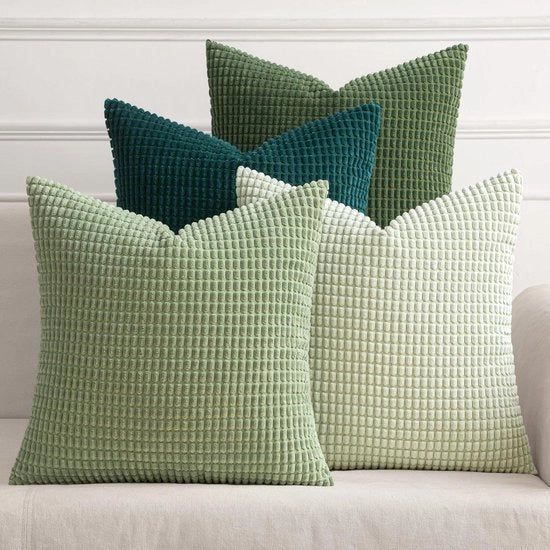 Copricuscini Decorativi a Forma di Grani in Poliestere Moderni Molli Duraturi Quadrati per Sala da Pranzo Camera da Letto Sedia 45 x 45 cm 4 Pezzi Serie Forest Green