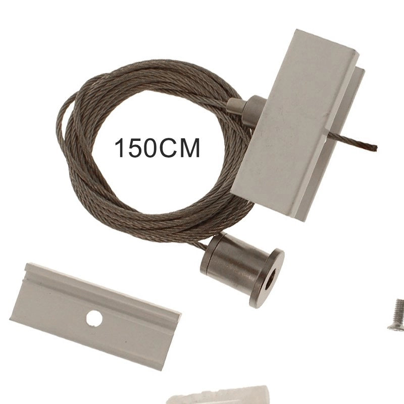 Sistema Illuminazione Binario Trifase Bianco, Binario Connettori Giunti Accessori (Kit Cavo Sospensione)