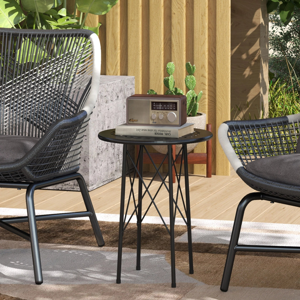 Tavolino da Giardino in Polyrattan ¨C Zephmum ¨C Nero ?40x50 cm