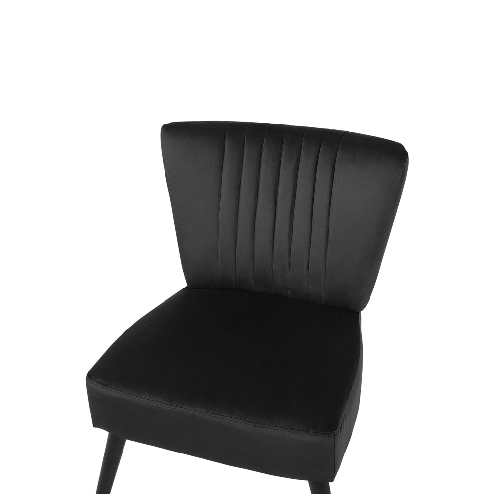 Poltrona in velluto Nero senza braccioli con sedia senza braccioli con trapuntatura verticale gambe in legno