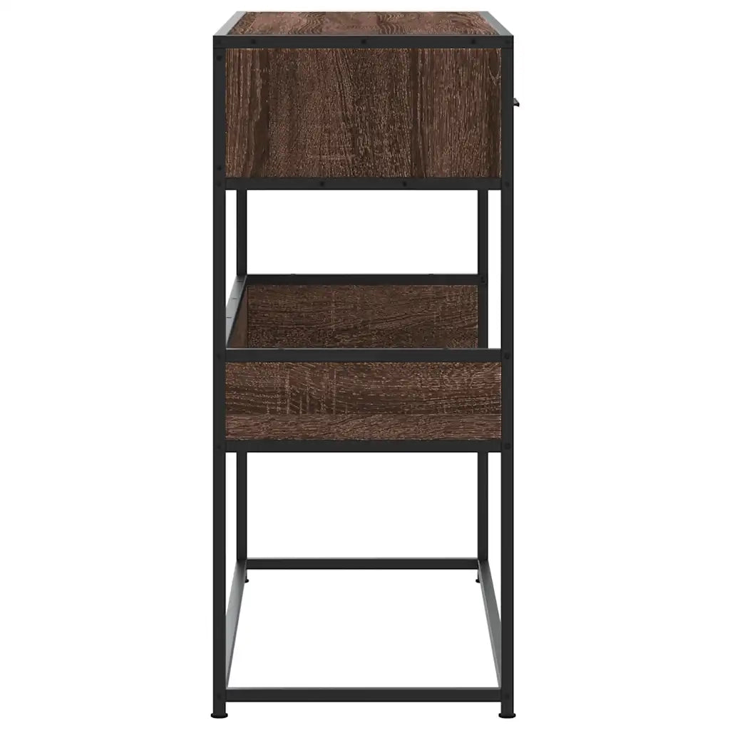 Tavolo Consolle | Tavolo d'Ingresso Rovere Marrone 90x35x80 cm Legno Multistrato