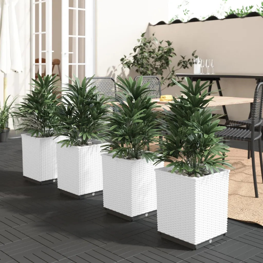 Fioriere | Cassetta per fiori | Vaso 4 pz Bianche 30x30x37 cm in Polipropilene
