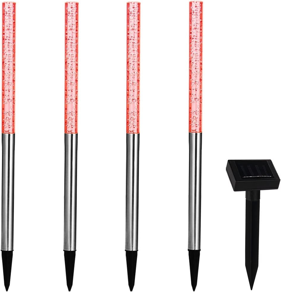 4x Illuminazione Solare LED Giardino Cambia Colore Crepuscolare Esterni Luce Fiaccole Lampada