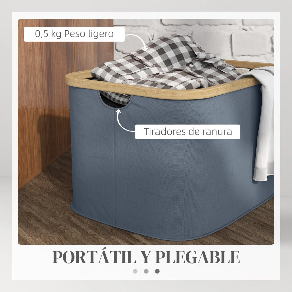 Cestino Portabiancheria Pieghevole 36 L con Manici ¨C Zephmum ¨C Grigio 44.3x33.3x26.5 cm
