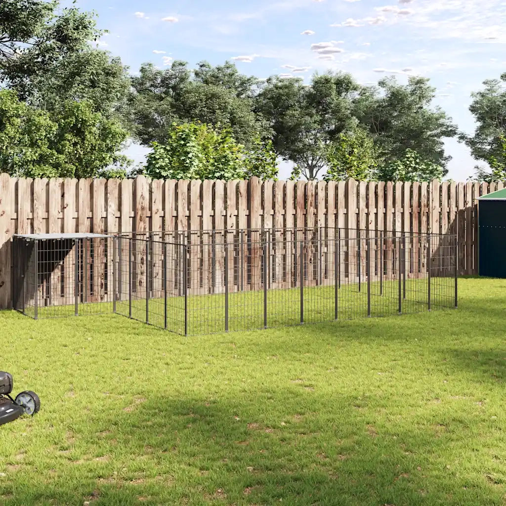 Gabbia per Cani Nera 15,73 m² in Acciaio 3082214