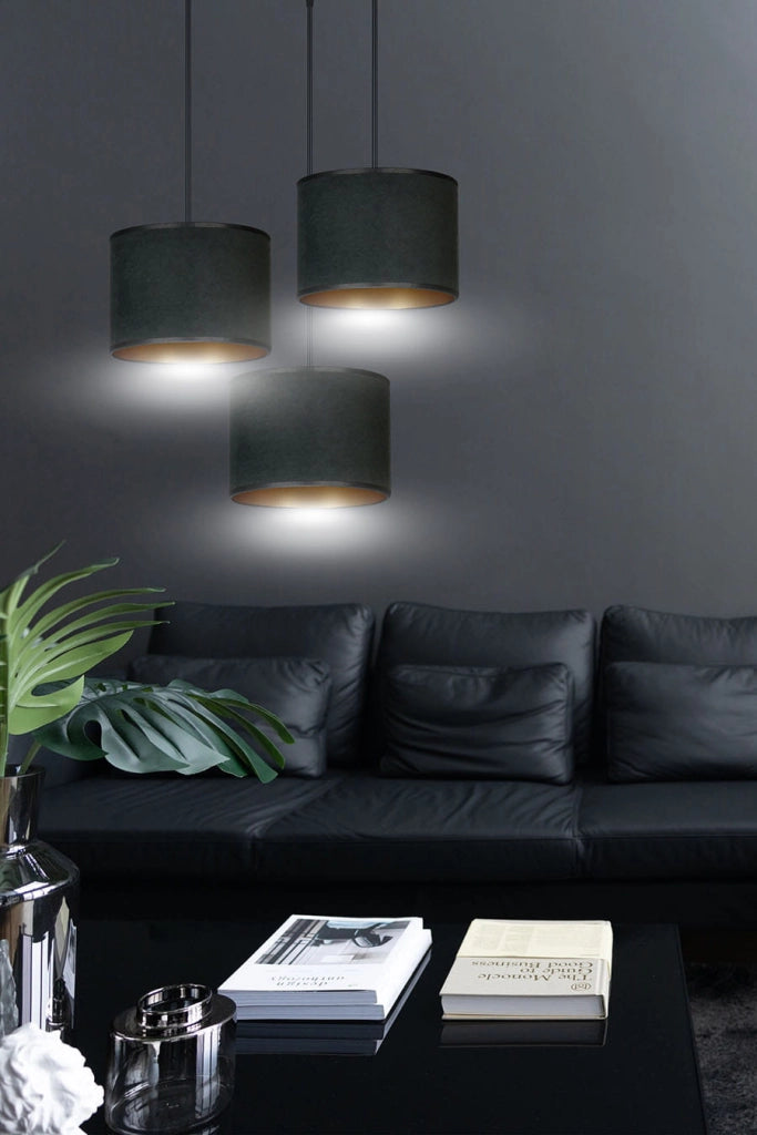Lampadario Emibig Hilde 3 Premium 3xE27 nero oro tessuto