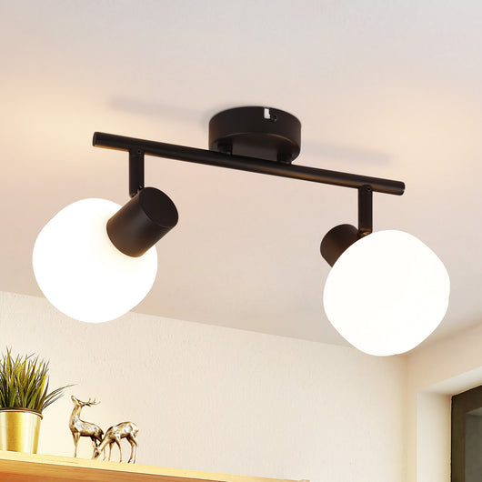 ZMH Faretto da soffitto nero E14 paralume in vetro vintage da interni