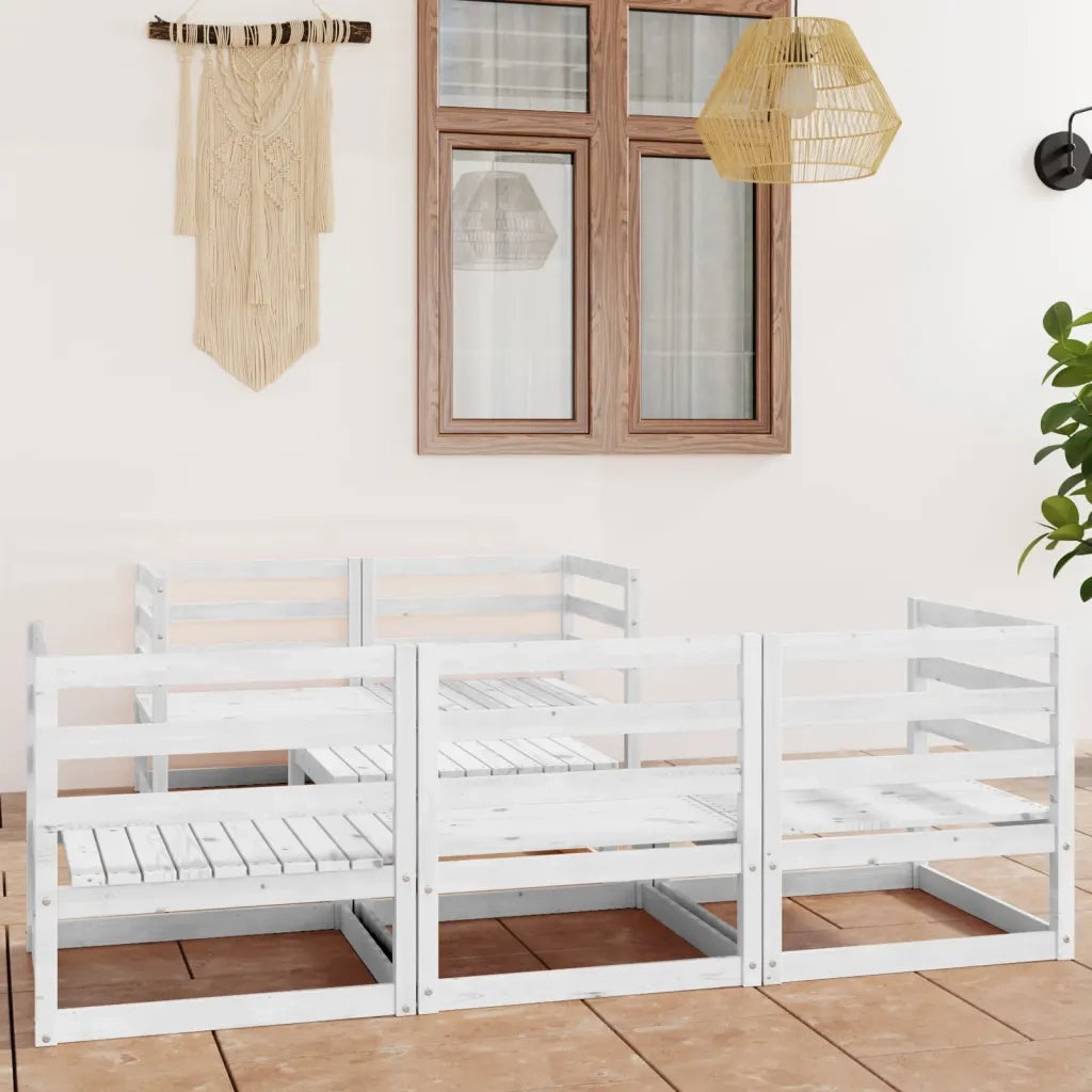 Set Divani da Giardino 6 pz | Set Salotto da Giardino Bianco in Legno Massello di Pino