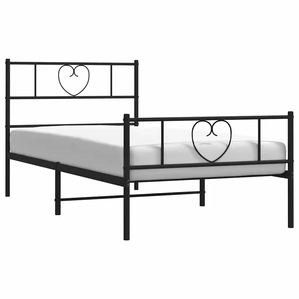 Giroletto con Testiera e Pediera-Struttura Letto Metallo Nero 100x190 cm 345043