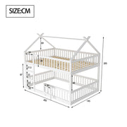 Letto a castello per bambini - Xylo - 140x200 cm - Bianco - Design in legno massello con scala