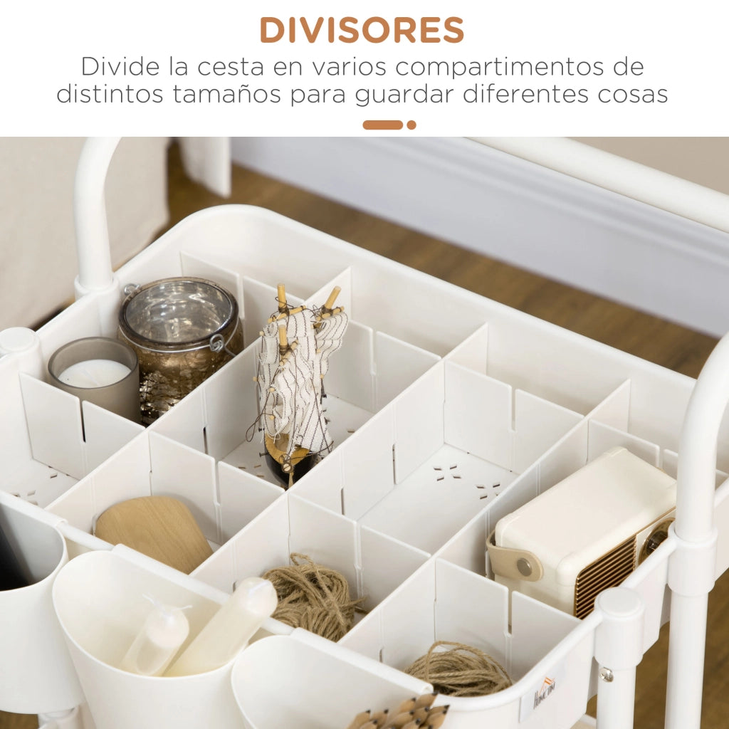 Carrello Multiuso con Cassetti e Ruote ¨C zephmum ¨C Bianco 42x38x86,5 cm