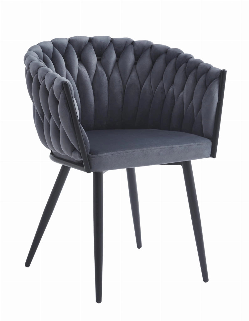Sedia VALORA MAYAN - Design ergonomico in velluto grigio scuro x2