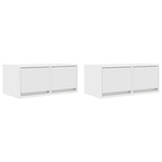 Set di 2 mobili porta TV a parete salvaspazio 60 x 31 x 25 cm design pratico legno composito bianco 02_0051672