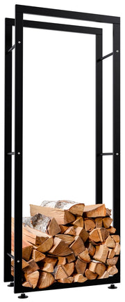 Esclusivo portalegna KERI V2 in metallo nero,25x60x150 cm