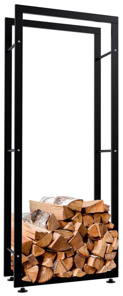 Esclusivo portalegna KERI V2 in metallo nero,25x60x150 cm