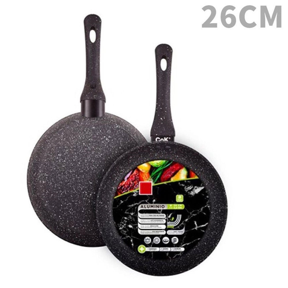 Trade Shop - Padella In Alluminio Con Rivestimento Antiaderente Effetto Pietra Nero Da ø20 A 32cm -    -diametro 26cm   -