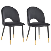 Set di 2 sedie da pranzo rivestimento in velluto Nero gambe nere glamour retrò