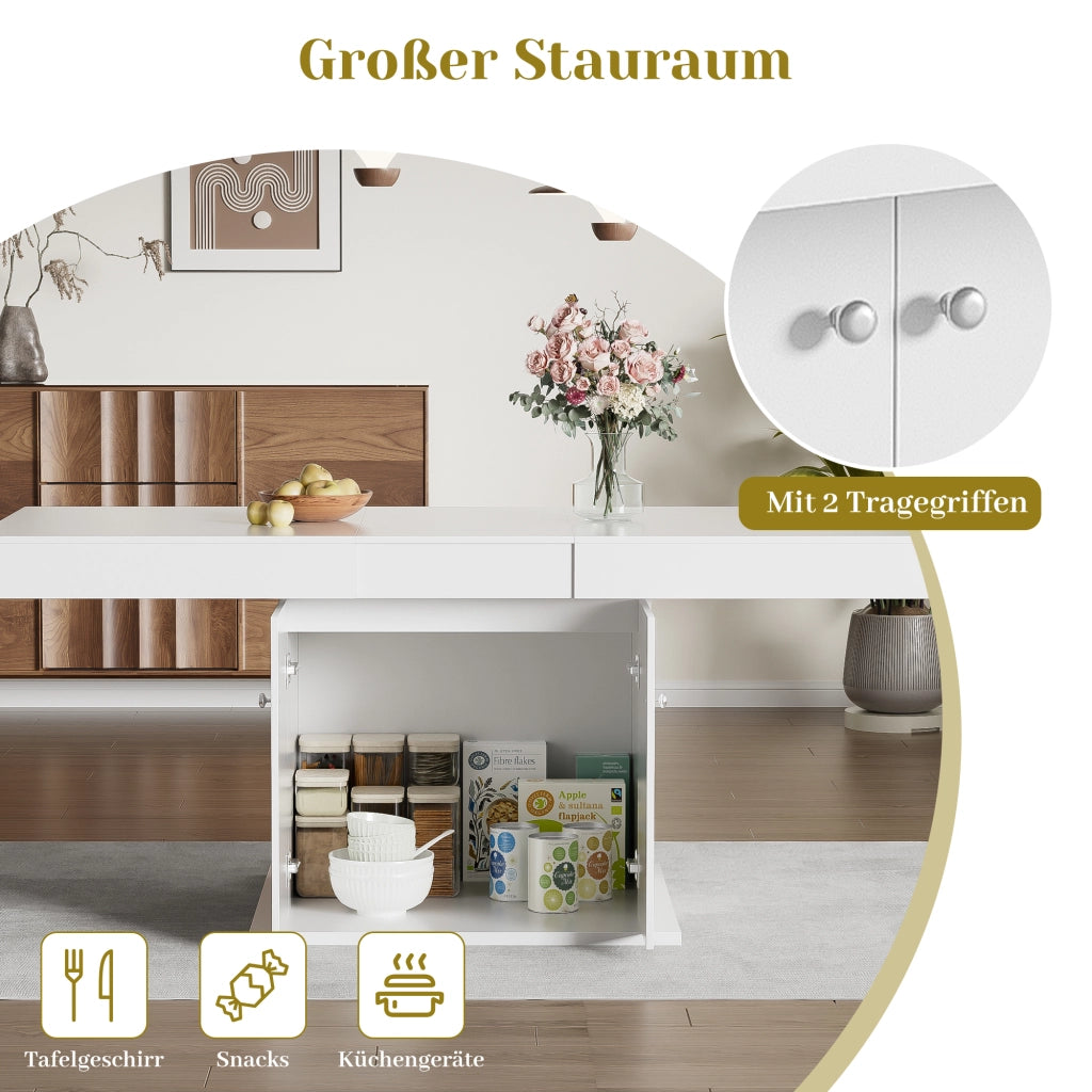 TAVOLO da pranzo allungabile 140/180 cm con contenitore Bianco