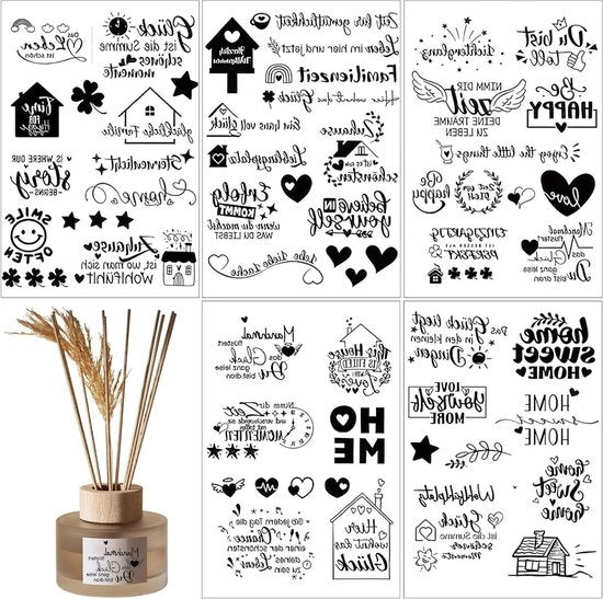 Etichette Adesive da Applicare a Mano - 5 Pezzi - Foglio Adesivo - Decorazione DIY per Mobili e Oggetti in Legno e Vetro.