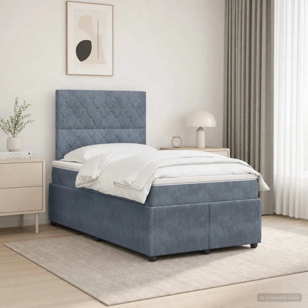 Letto Box Spring LED con Materasso Grigio Scuro 120 x 200 cm 3456042