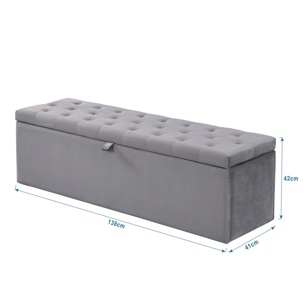 Letto Contenitore Imbottito con Rete a Doghe e Idraulico ¨C MINIMAL ¨C Velluto Grigio 140x200