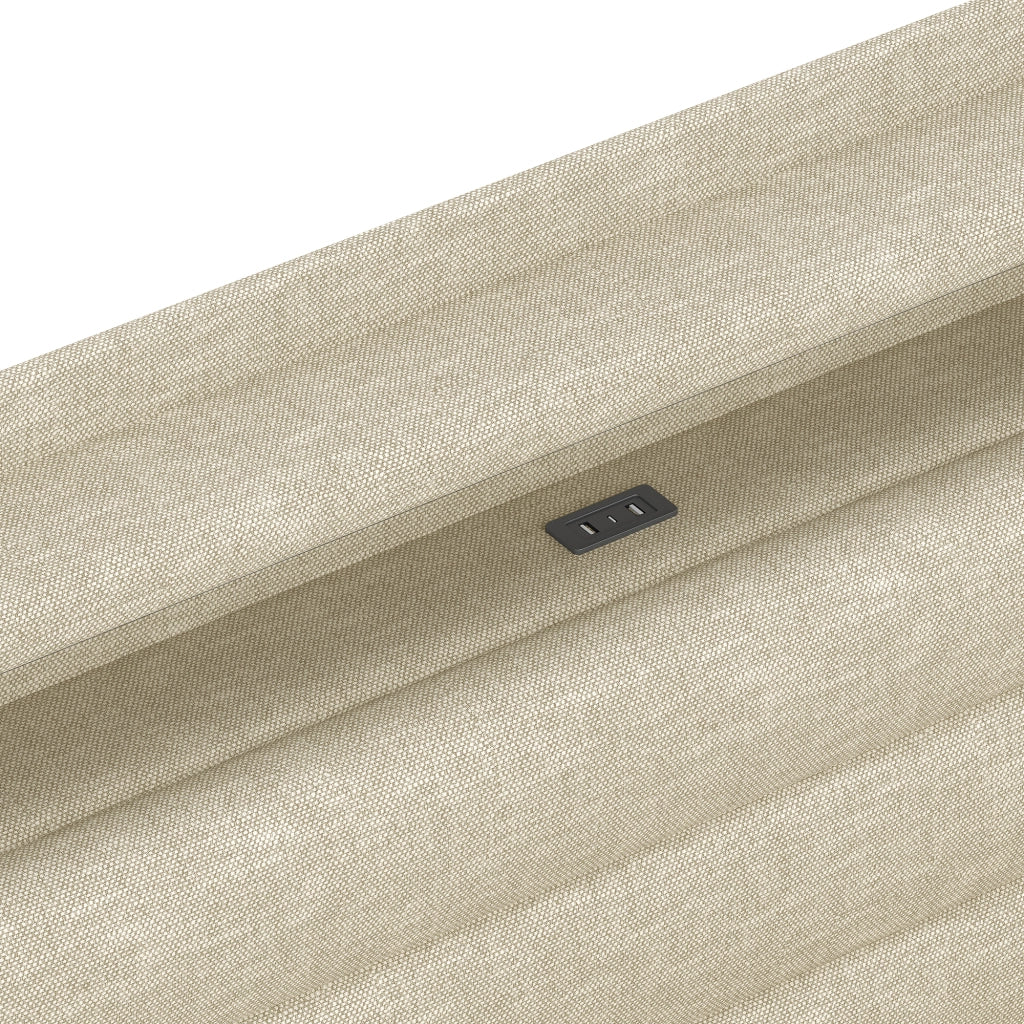 DESMIU Letto contenitore 140 × 200 cm 2 posti con LED regolabile, USB, USB-C e vano, senza materasso, beige