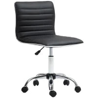 Sedia da Ufficio Ergonomica in Pelle PU con Altezza Regolabile, Seduta Girevole e Ruote, Nero