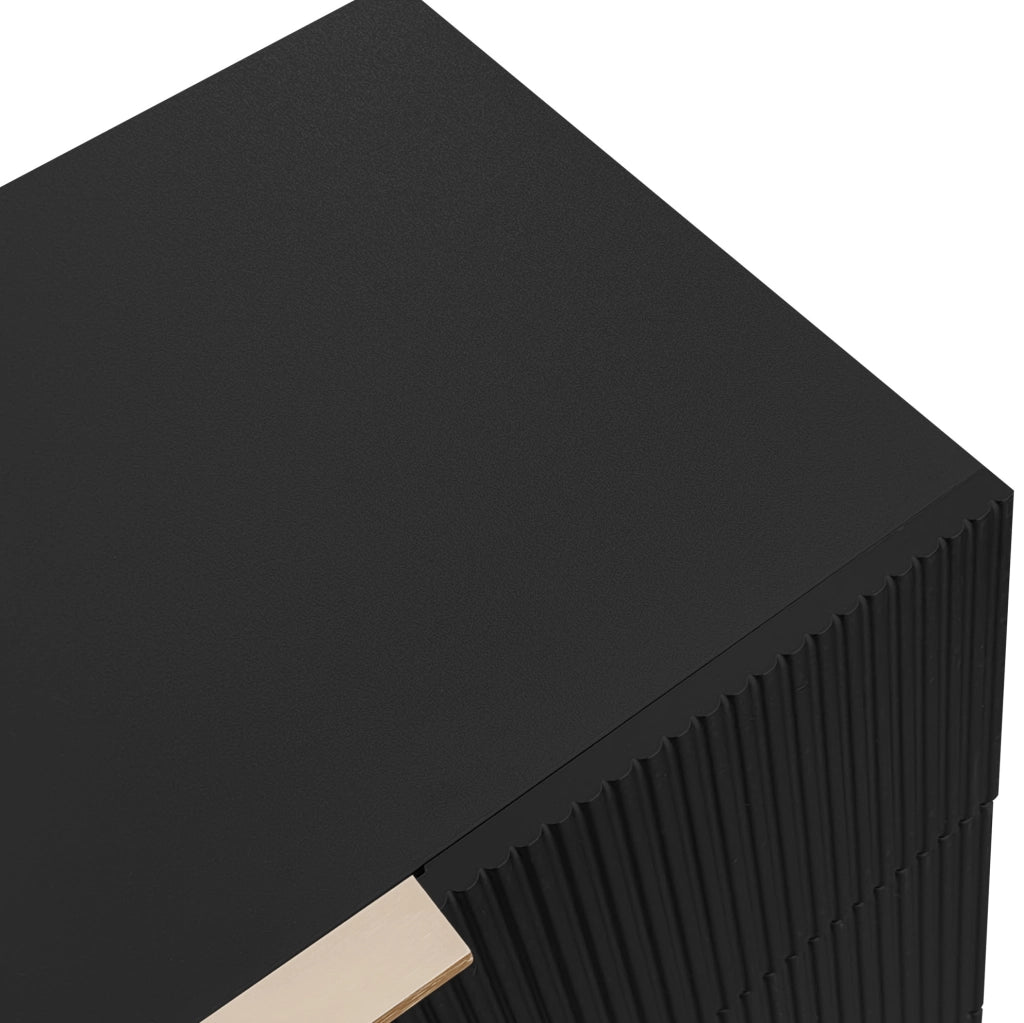 Credenza 120x40x77 cm con 6 cassetti in truciolare nero