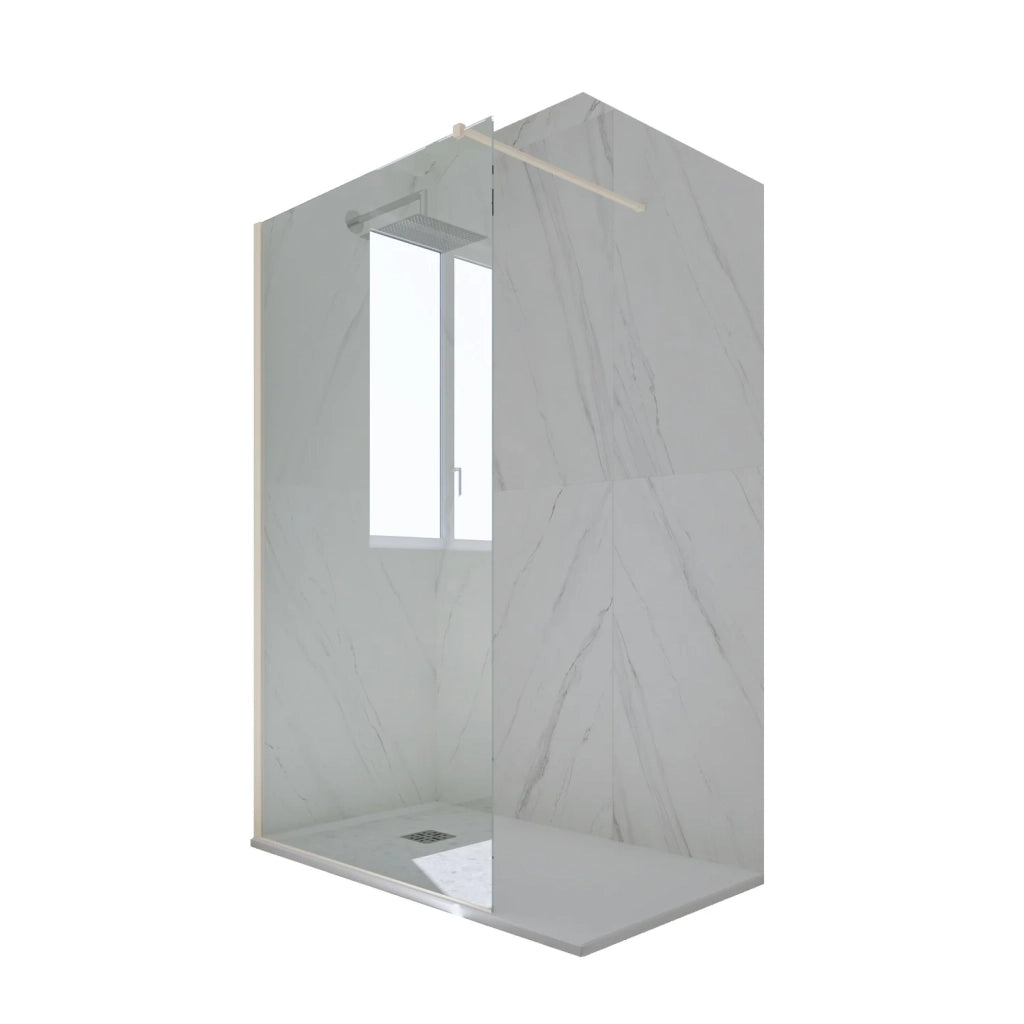 Parete doccia Walk-in da 100 CM H 200 Vetro Trasparente Profilo Champagne in pvc mod. Kolors
