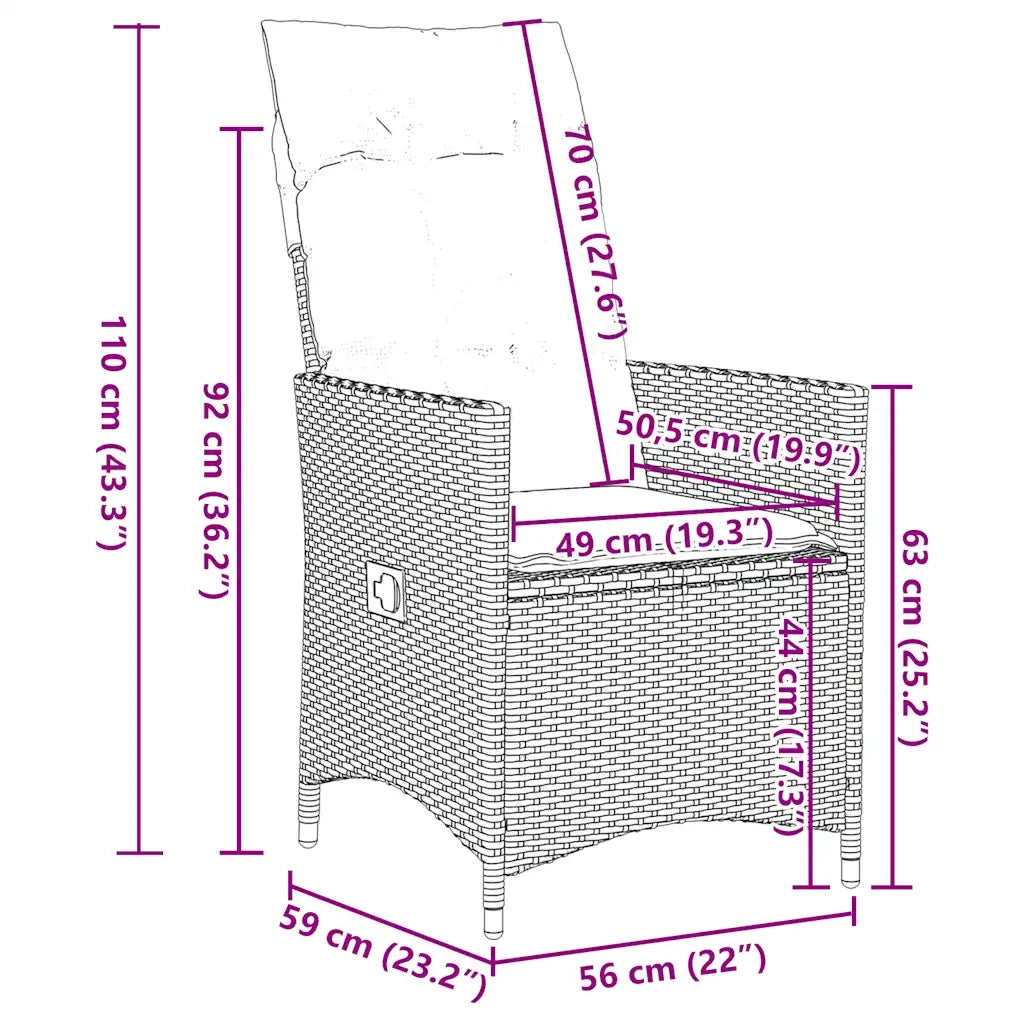 vidaXL Set da Pranzo da Giardino 7 pz con Cuscini in Polyrattan Grigio