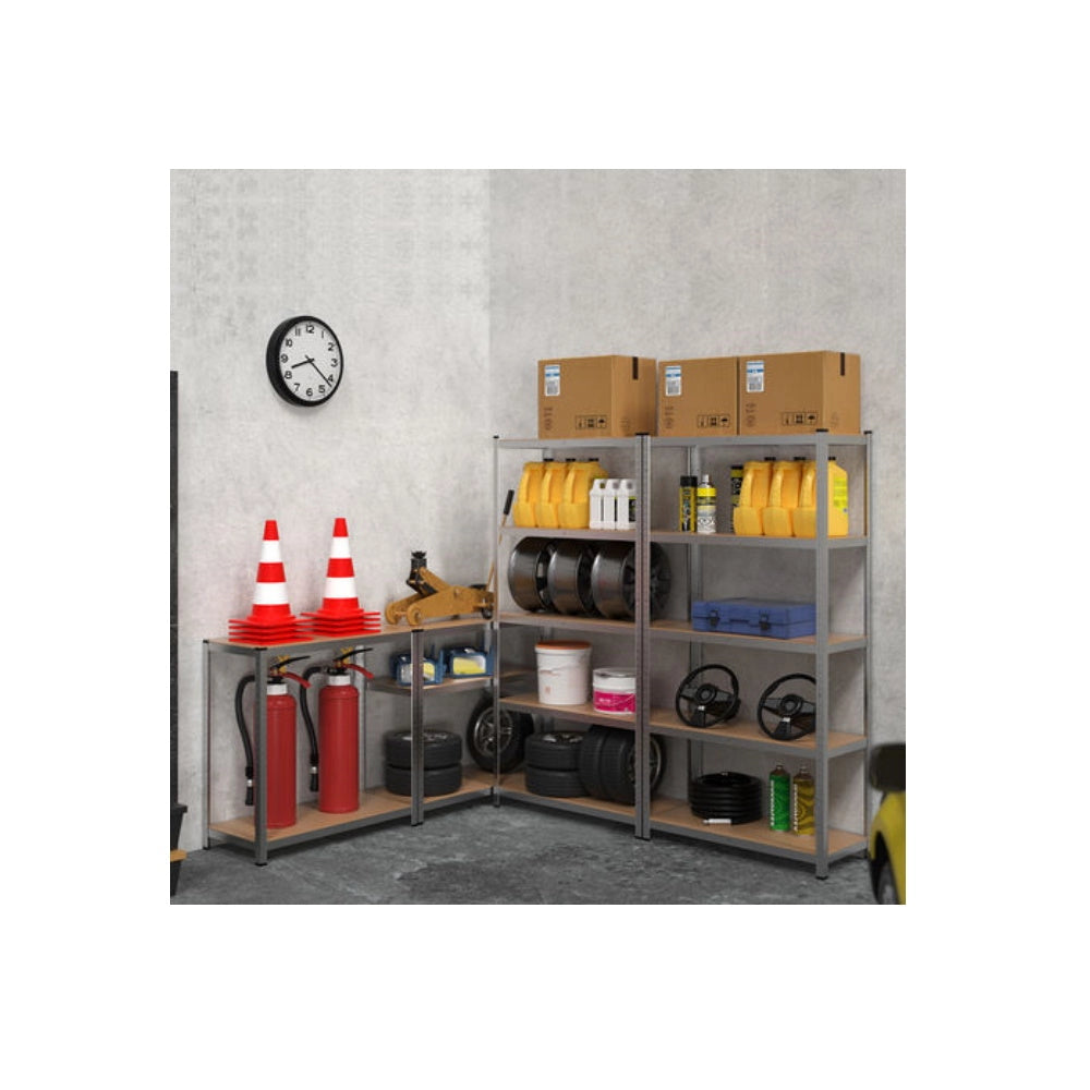 KIT 3 Scaffali in MDF Zincato 4 Ripiani: 75x30x150cm Portata 400KG