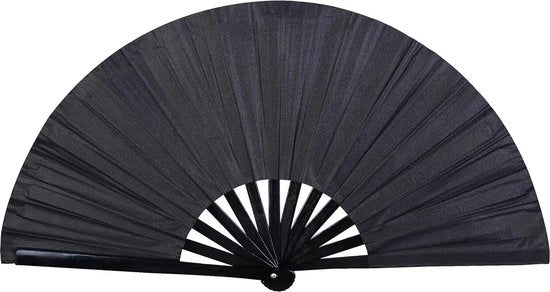 Ventilatore a Mano in Bambù - Grande Ventilatore a Mano con Tessuto Chiara - Accessorio per Festa