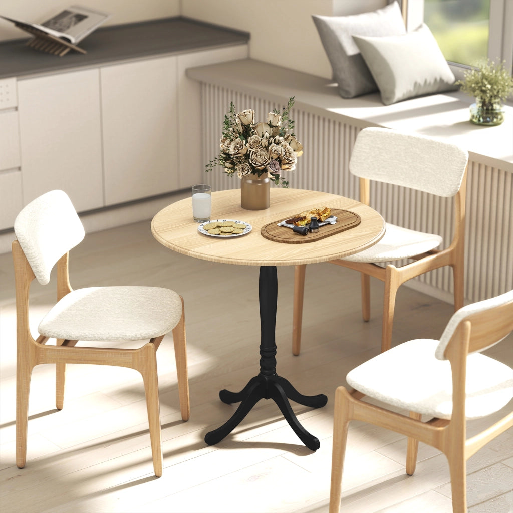Tavolo da pranzo rotondo per 4 persone ¨C zephmum ¨C legno naturale e nero, ?80 cm