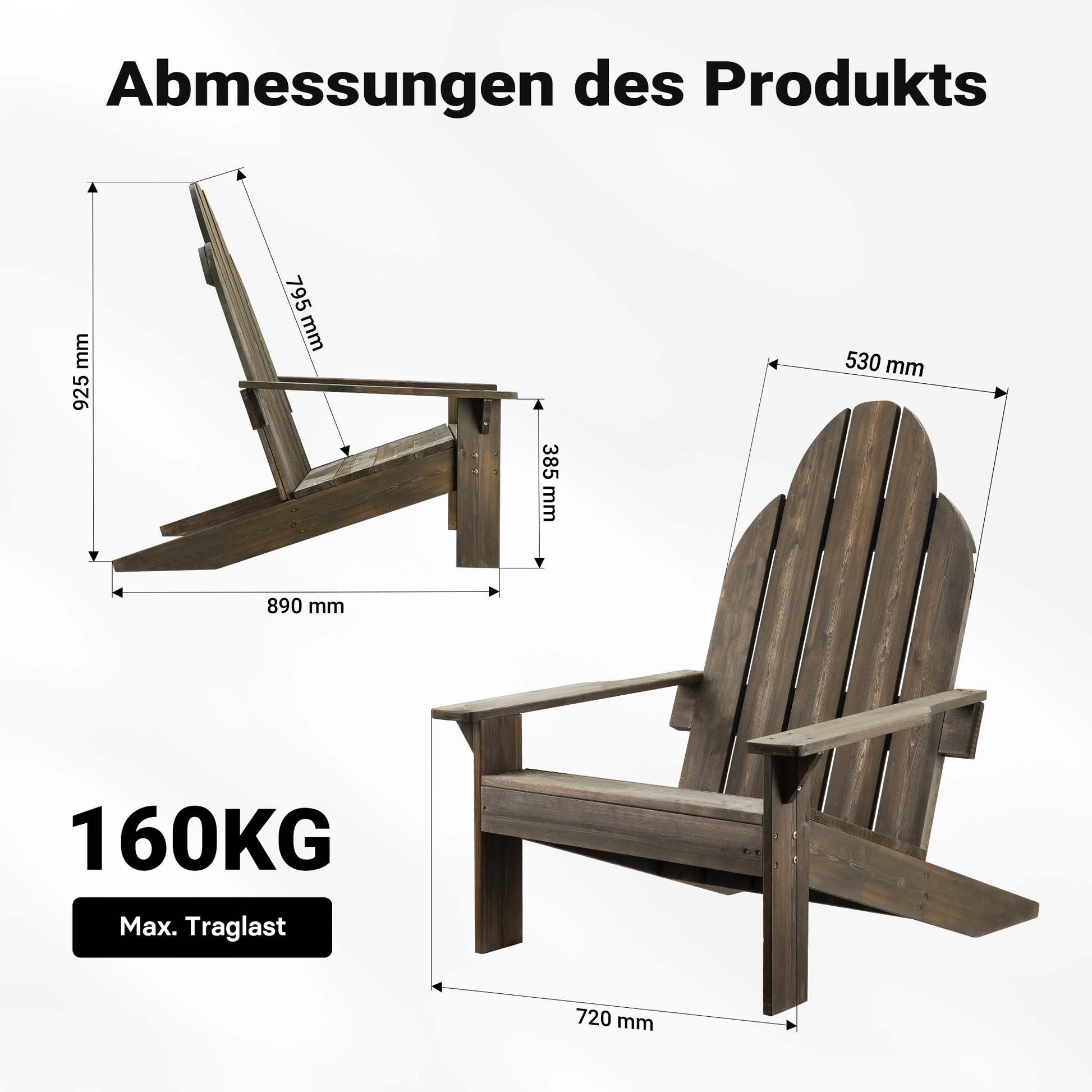 sedia da giardino Adirondack 89 x 72 x 92.5 cm, legno FSC, per interno esterno