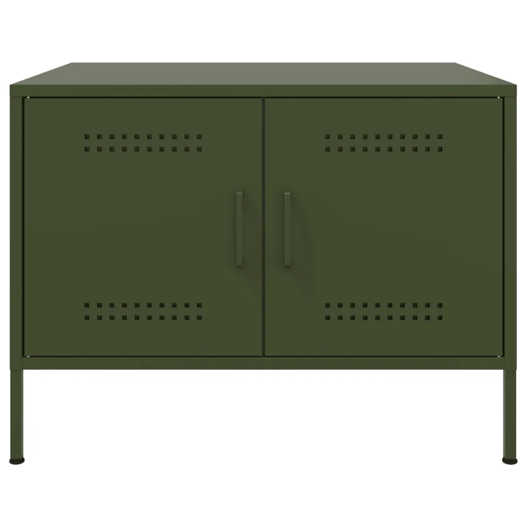 vidaXL Tavolino da Salotto Verde Oliva 68x50x50,5 cm in Acciaio